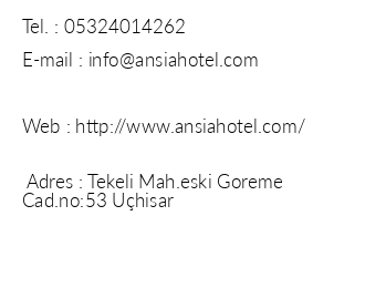 Ansia Hotel iletiim bilgileri
